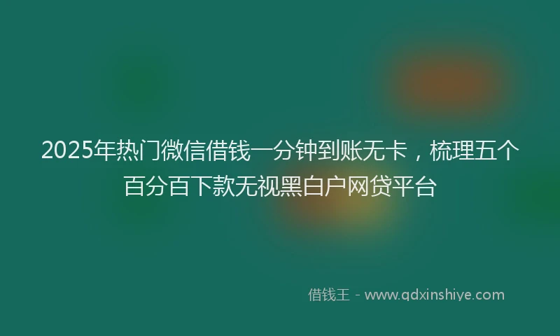 2025年热门微信借钱一分钟到账无卡，梳理五个百分百下款无视黑白户网贷平台