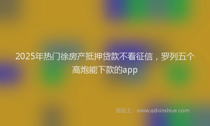 2025年热门徐房产抵押贷款不看征信，罗列五个高炮能下款的app