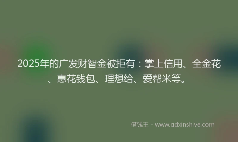 2025年的广发财智金被拒有:掌上信用、全金花、惠花钱包、理想给、爱帮米等。