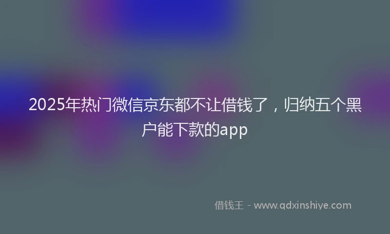 2025年热门微信京东都不让借钱了，归纳五个黑户能下款的app