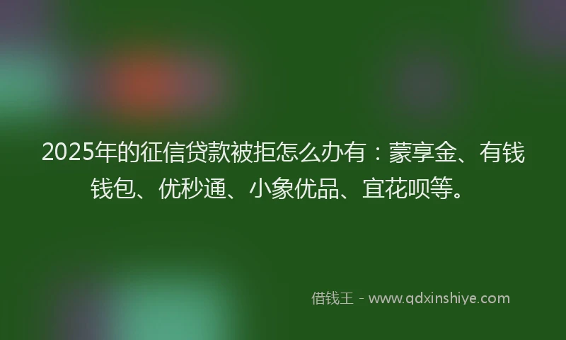 2025年的征信贷款被拒怎么办有：蒙享金、有钱钱包、优秒通、小象优品、宜花呗等。