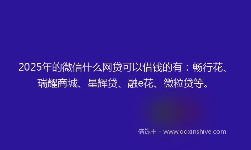 2025年的微信什么网贷可以借钱的有：畅行花、瑞耀商城、星辉贷、融e花、微粒贷等。
