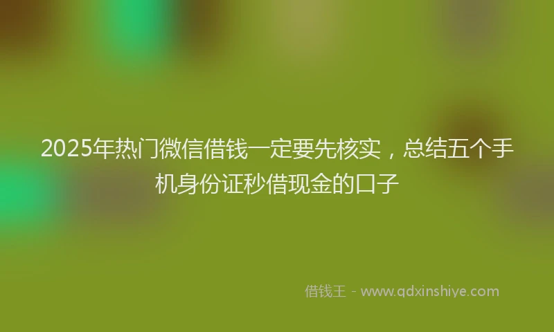 2025年热门微信借钱一定要先核实，总结五个手机身份证秒借现金的口子