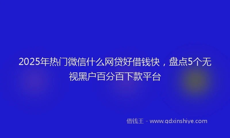 2025年热门微信什么网贷好借钱快，盘点5个无视黑户百分百下款平台