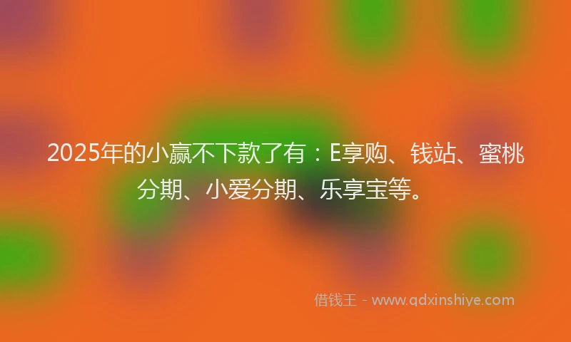 2025年的小赢不下款了有：E享购、钱站、蜜桃分期、小爱分期、乐享宝等。