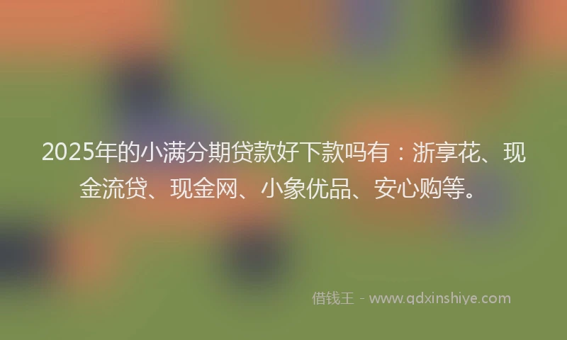 2025年的小满分期贷款好下款吗有：浙享花、现金流贷、现金网、小象优品、安心购等。
