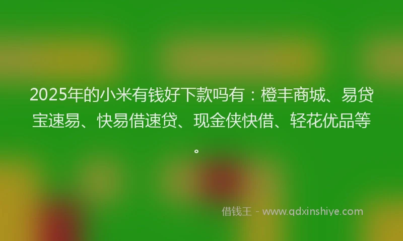 2025年的小米有钱好下款吗有：橙丰商城、易贷宝速易、快易借速贷、现金侠快借、轻花优品等。