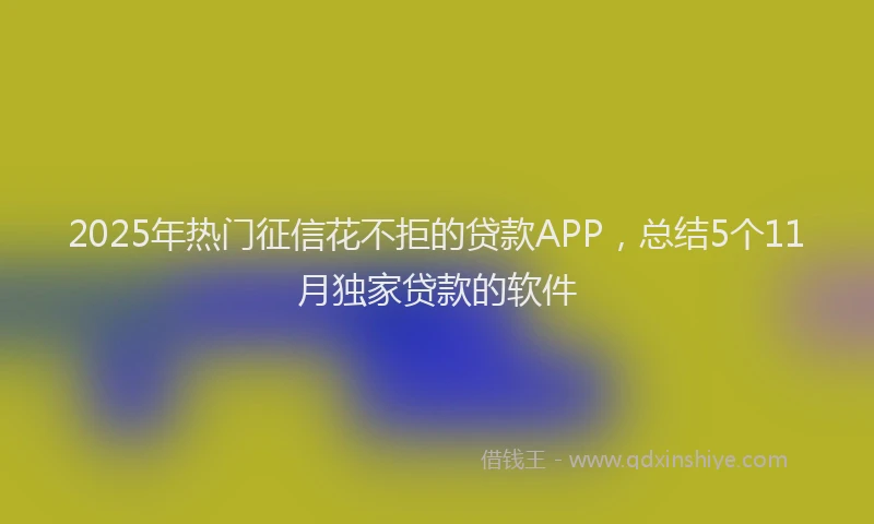 2025年热门征信花不拒的贷款APP，总结5个11月独家贷款的软件