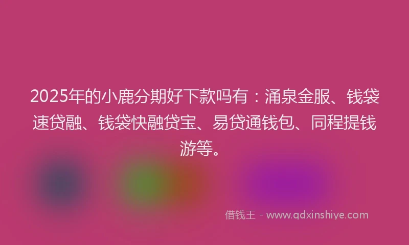 2025年的小鹿分期好下款吗有：涌泉金服、钱袋速贷融、钱袋快融贷宝、易贷通钱包、同程提钱游等。