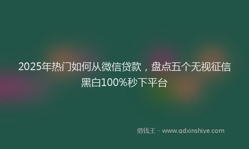 2025年热门如何从微信贷款，盘点五个无视征信黑白100%秒下平台