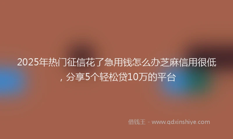 2025年热门征信花了急用钱怎么办芝麻信用很低，分享5个轻松贷10万的平台