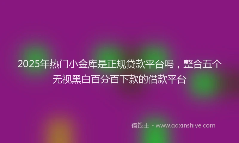 2025年热门小金库是正规贷款平台吗，整合五个无视黑白百分百下款的借款平台