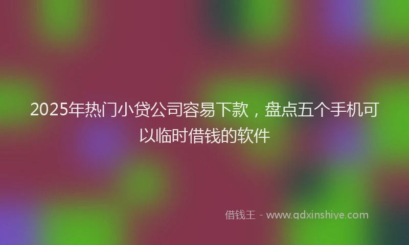 2025年热门小贷公司容易下款，盘点五个手机可以临时借钱的软件