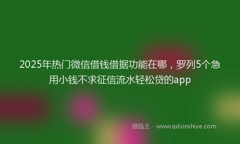 2025年热门微信借钱借据功能在哪，罗列5个急用小钱不求征信流水轻松贷的app