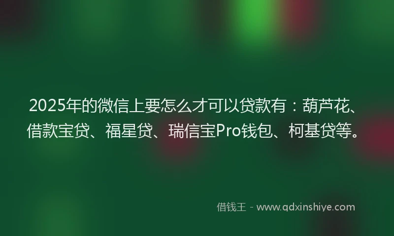 2025年的微信上要怎么才可以贷款有：葫芦花、借款宝贷、福星贷、瑞信宝Pro钱包、柯基贷等。
