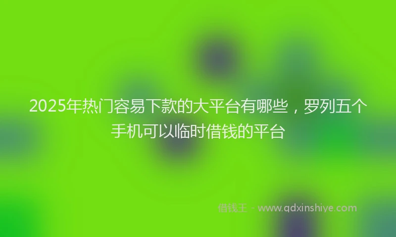 2025年热门容易下款的大平台有哪些，罗列五个手机可以临时借钱的平台
