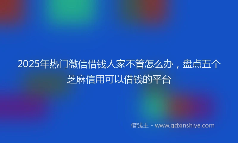 2025年热门微信借钱人家不管怎么办，盘点五个芝麻信用可以借钱的平台