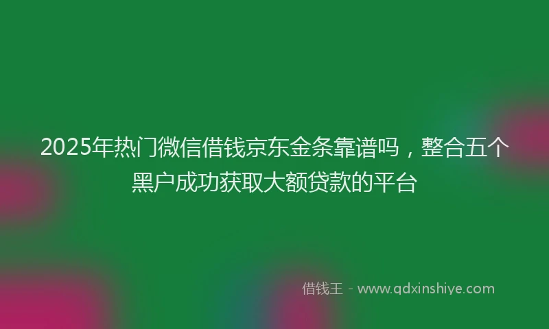 2025年热门微信借钱京东金条靠谱吗，整合五个黑户成功获取大额贷款的平台