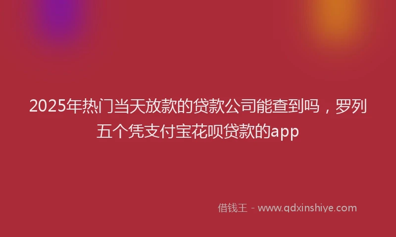 2025年热门当天放款的贷款公司能查到吗，罗列五个凭支付宝花呗贷款的app