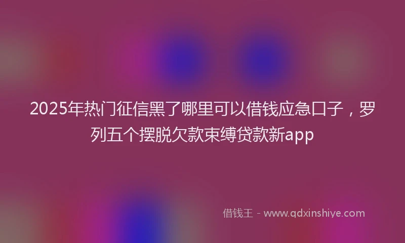 2025年热门征信黑了哪里可以借钱应急口子，罗列五个摆脱欠款束缚贷款新app