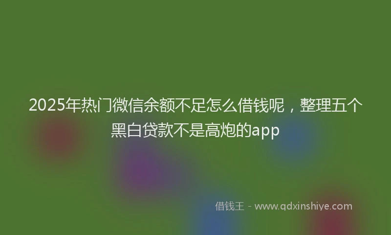 2025年热门微信余额不足怎么借钱呢，整理五个黑白贷款不是高炮的app