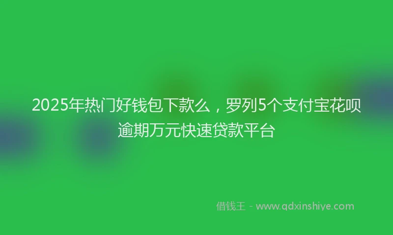 2025年热门好钱包下款么，罗列5个支付宝花呗逾期万元快速贷款平台