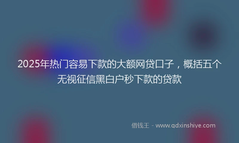 2025年热门容易下款的大额网贷口子，概括五个无视征信黑白户秒下款的贷款