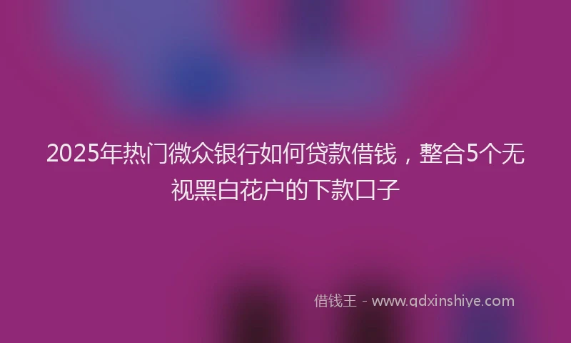 2025年热门微众银行如何贷款借钱，整合5个无视黑白花户的下款口子