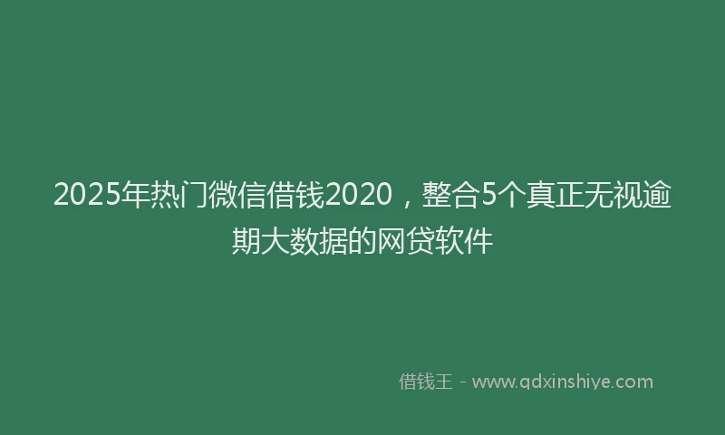 2025年热门微信借钱2020，整合5个真正无视逾期大数据的网贷软件