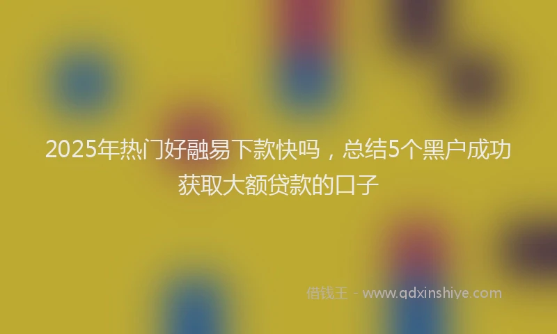 2025年热门好融易下款快吗，总结5个黑户成功获取大额贷款的口子