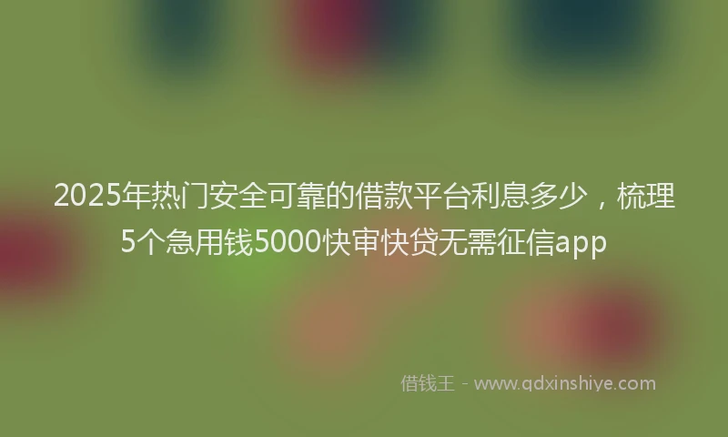 2025年热门安全可靠的借款平台利息多少，梳理5个急用钱5000快审快贷无需征信app