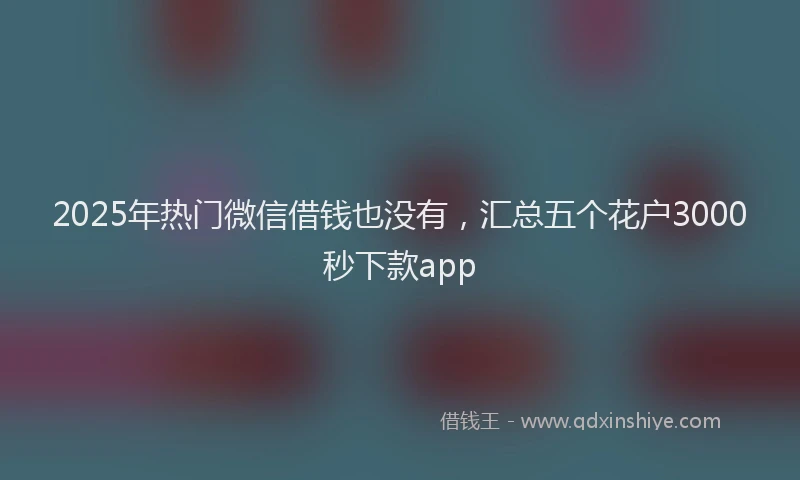 2025年热门微信借钱也没有，汇总五个花户3000秒下款app