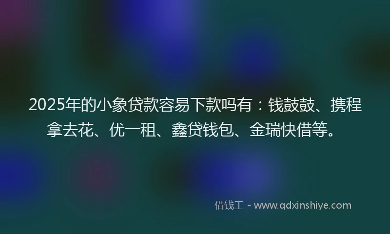 2025年的小象贷款容易下款吗有：钱鼓鼓、携程拿去花、优一租、鑫贷钱包、金瑞快借等。