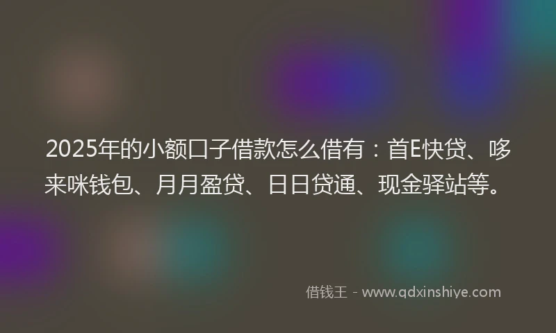 2025年的小额口子借款怎么借有：首E快贷、哆来咪钱包、月月盈贷、日日贷通、现金驿站等。