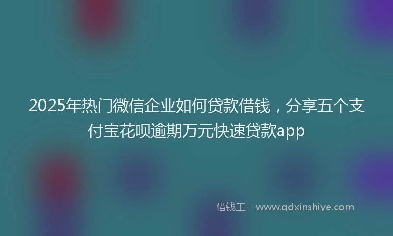 2025年热门微信企业如何贷款借钱，分享五个支付宝花呗逾期万元快速贷款app