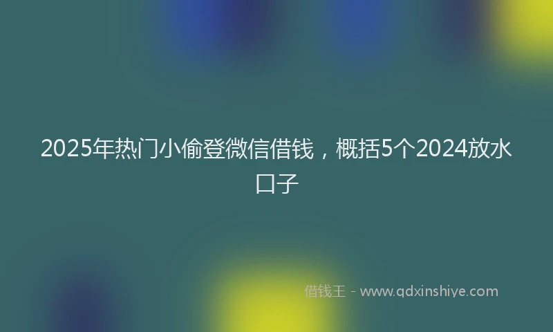 2025年热门小偷登微信借钱，概括5个2024放水口子
