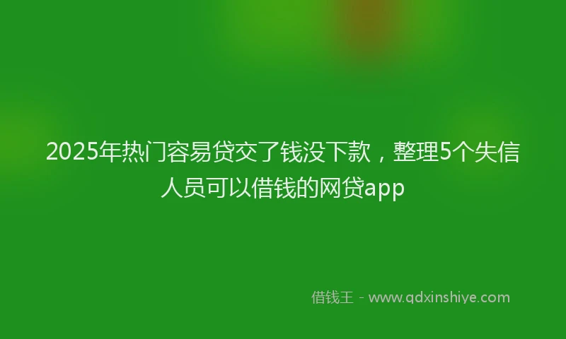 2025年热门容易贷交了钱没下款，整理5个失信人员可以借钱的网贷app