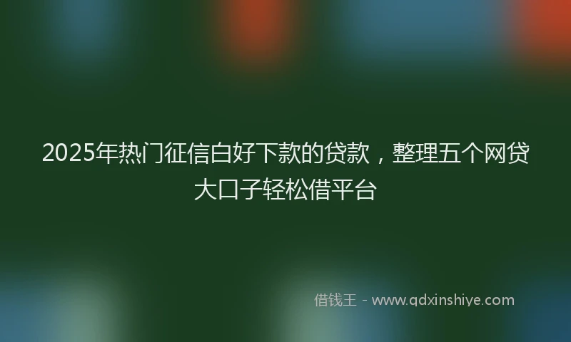 2025年热门征信白好下款的贷款，整理五个网贷大口子轻松借平台