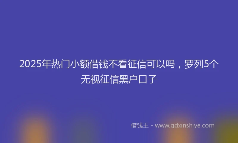 2025年热门小额借钱不看征信可以吗，罗列5个无视征信黑户口子