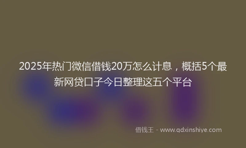 2025年热门微信借钱20万怎么计息，概括5个最新网贷口子今日整理这五个平台