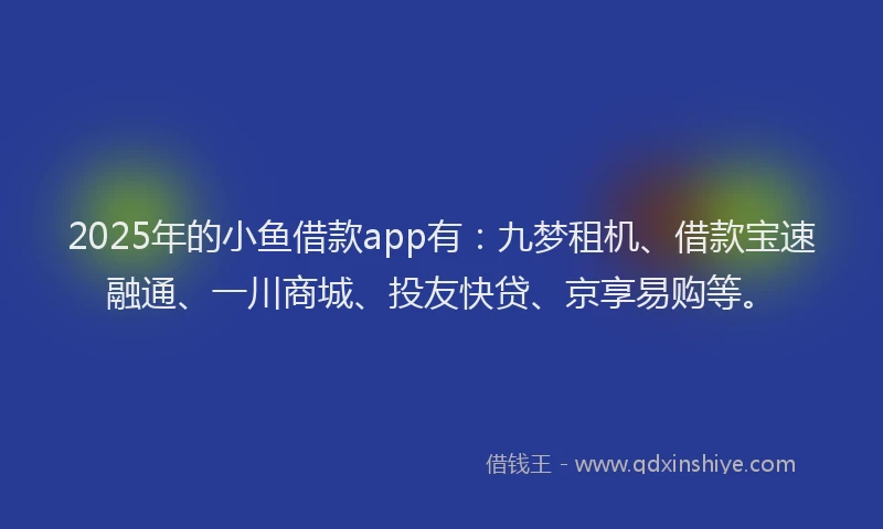 2025年的小鱼借款app有：九梦租机、借款宝速融通、一川商城、投友快贷、京享易购等。