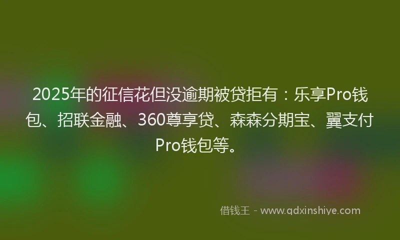 2025年的征信花但没逾期被贷拒有：乐享Pro钱包、招联金融、360尊享贷、森森分期宝、翼支付Pro钱包等。