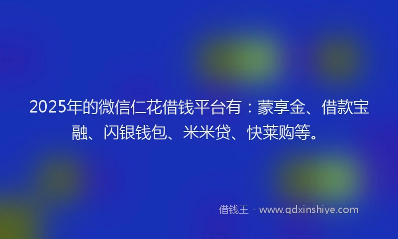 2025年的微信仁花借钱平台有：蒙享金、借款宝融、闪银钱包、米米贷、快莱购等。