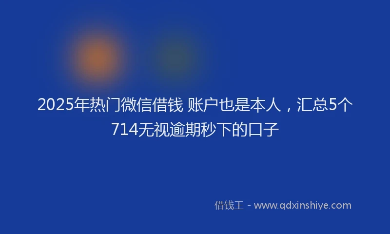 2025年热门微信借钱 账户也是本人，汇总5个714无视逾期秒下的口子