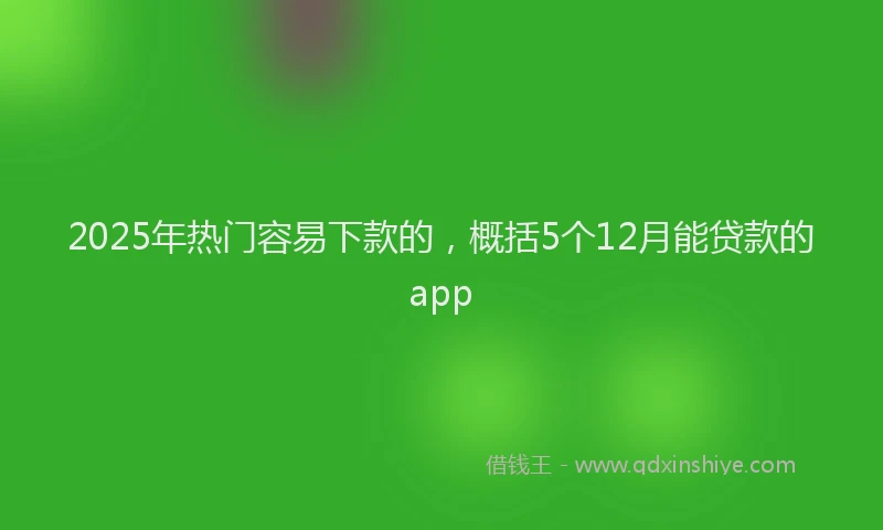 2025年热门容易下款的，概括5个12月能贷款的app