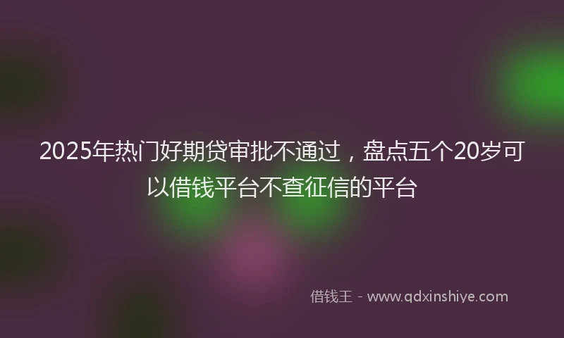 2025年热门好期贷审批不通过，盘点五个20岁可以借钱平台不查征信的平台
