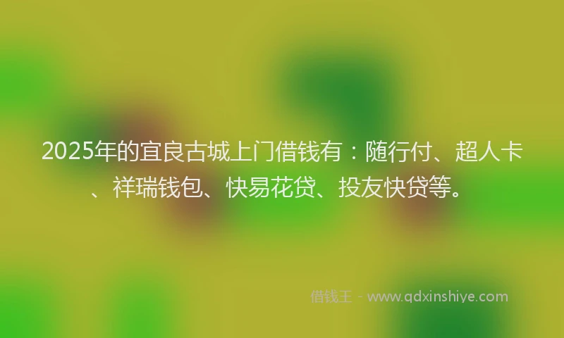 2025年的宜良古城上门借钱有：随行付、超人卡、祥瑞钱包、快易花贷、投友快贷等。