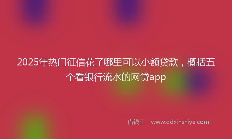 2025年热门征信花了哪里可以小额贷款，概括五个看银行流水的网贷app