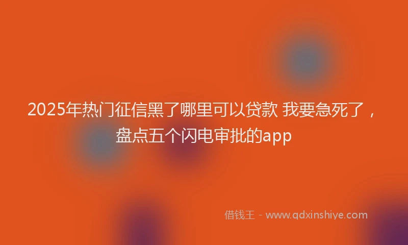 2025年热门征信黑了哪里可以贷款 我要急死了，盘点五个闪电审批的app