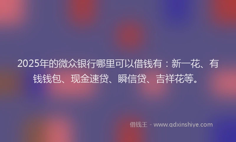 2025年的微众银行哪里可以借钱有：新一花、有钱钱包、现金速贷、瞬信贷、吉祥花等。